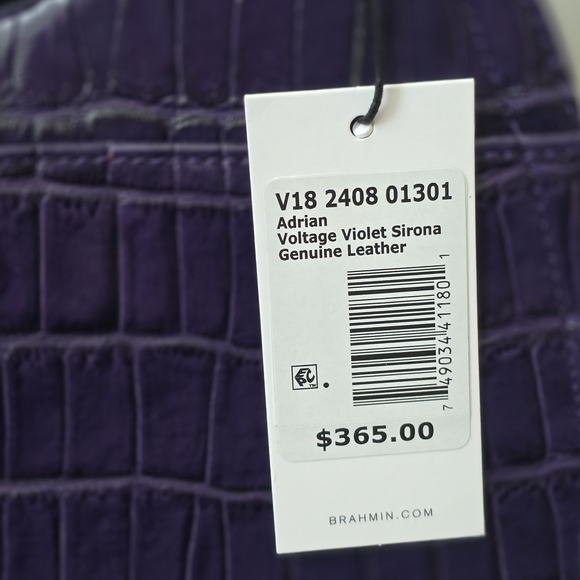 Brahmin Purple Croc-Embossed Leather Satchel - Picture 6 of 16